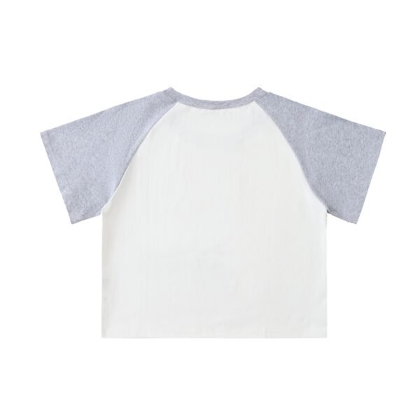 Color-Blocked Raglan Sleeve Crop Top